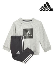 Ensemble sweat ras du cou et pantalon de jogging adidas gris bébé