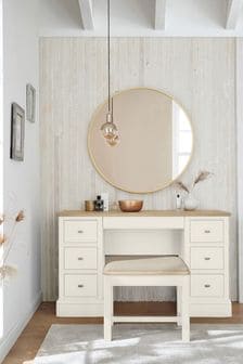 Chalk White Hampton Painted Oak Collection Luxe Storage Console Dressing Table (146129) | €1,075