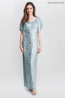 modra dolga obleka z bleščicami Gina Bacconi Courtney (146205) | €222