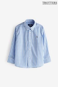 Trotters London Blue Check Thomas Cotton Shirt (146642) | kr920 - kr990