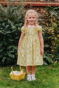 Trotters London Kleid aus Baumwolle mit Häschenmotiv, Gelb (146710) | 112 € - 122 €
