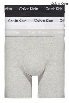 Calvin Klein Grey Long Cotton Stretch Trunks 3 Pack Boxers (146764) | $72