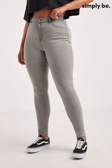 Simply Be Grey Clean Distressed Chloe Skinny Jeans (146793) | $44