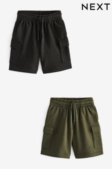黑色╱綠色 - 平織工裝短褲 (3-16歲) (146874) | NT$620 - NT$890