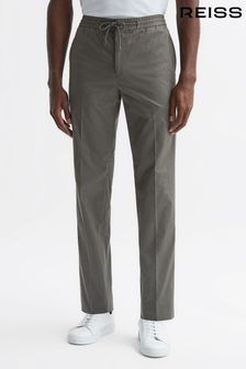 Reiss Khaki Hatfield Technical Drawstring Trousers (147019) | $279