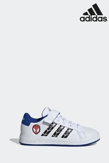 أبيض - حذاء رياضي للتنس بطبعة Marvel ورأس Spiderman من Adidas (147039) | 163 ر.ق