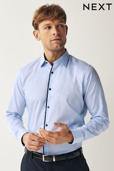 Blue Slim Fit Trimmed Formal Shirt (147317) | kr397