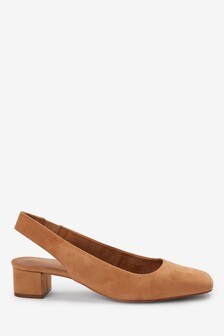 Chaussures avec bride arrière en cuir avec bout carré