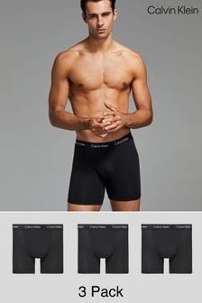 أسود - حزمة من ثلاثة ملابس داخلية بوكسر قطن قابل للتمدد من Calvin Klein  (147450) | 22 ر.ع