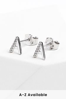 Sterling Silver Cubic Zirconia Initial Stud Earrings (147495) | R234