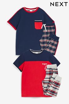 Red/Navy 2 Pack Check Pyjamas (3-16yrs) (147510) | $67 - $88