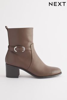 Chocolate Brown Regular/Wide Fit Forever Comfort® Buckle Detail Heeled Ankle Boots (147788) | kr522