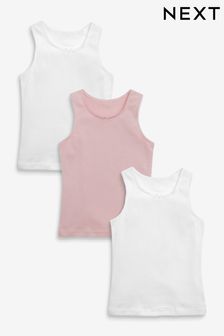 Pink/White Pointelle Vests 3 Pack (1.5-16yrs) (148317) | €15 - €18