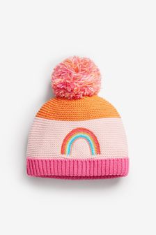 Pink Rainbow Baby Single Pom Pom Knitted Hat (0mths-2yrs) (148503) | kr80