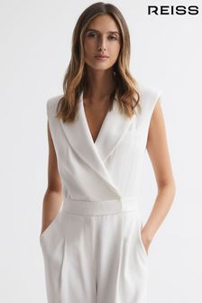 Reiss Ivory Saskia Petite Satin Lapel Jumpsuit (148631) | kr4,520