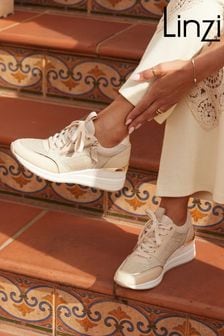 Linzi Nude Everett Wedged Trainers With Glitter Detail (148716) | $99