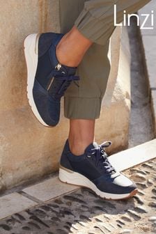 Linzi Blue Luca Lace-Up Trainers With Side Zip Detail (148721) | $99
