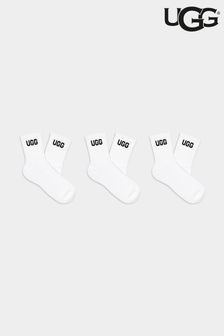 UGG White Ribbed Logo Socks 3 Pack