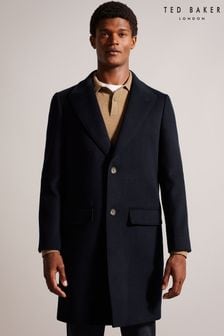 Ted Baker Blue Wilding Wool Blend Overcoat