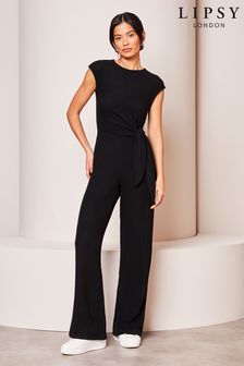 Lipsy Kuscheliger, gerippter, ärmelloser Jumpsuit mit weitem Bein und seitlicher Schnürung (149478) | 73 €