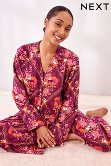 Floral Fox Flannel Button Through Pyjamas (150239) | €27