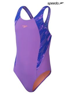 Speedo Hyperboom Badeanzug mit geteiltem Design und Muscleback, Violett (150368) | 29 €