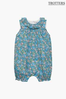 Trotters London Blue Little Liberty Print Hedgerow Ramble Cotton Willow Romper (150524) | NT$2,710