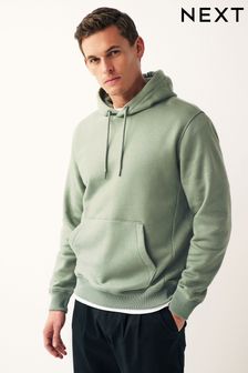 Sage Green Regular Fit Jersey Cotton Rich Overhead Hoodie (150532) | AED60
