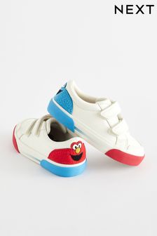 White Sesame Street Standard Fit (F) Two Strap Touch Fastening Shoes (150891) | ￥3,120 - ￥3,640