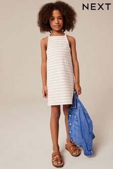 Rainbow Stripe Ribbed Racer Jersey Dress (3-16yrs) (151120) | €14 - €22