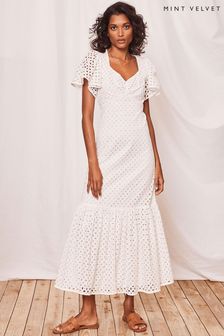 Mint Velvet White Broderie Maxi Dress (151231) | 417 zł