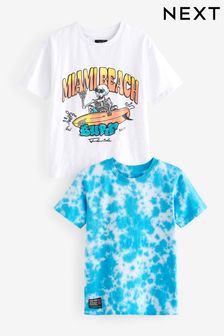 Blue Tie Dye Graphic Short Sleeve T-Shirts 2 Pack (3-16yrs) (151613) | €24 - €32