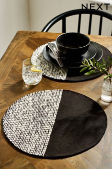 Set of 2 Black Bronx Fabric Placemats (152178) | AED62
