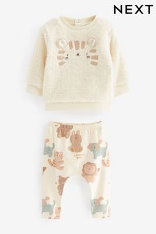Kremowy z postacią - 2-częściowy zestaw niemowlęcy z miękkiego polaru: bluza i legginsy (0m-cy-2lata) (152306) | 59 zł - 70 zł
