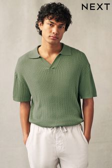 Green - Short Sleeve Regular Mini Cable Trophy Polo Shirt (152513) | kr490