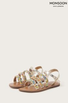 Monsoon Gold Rainbow Beaded Strappy Sandals (152541) | €17 - €19