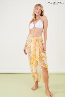 Accessorize Yellow Leaf Print Sarong (152837) | €22