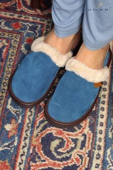 Lazy Dogz Blue Otto Petrol Suede Mule Slippers (152862) | AED194