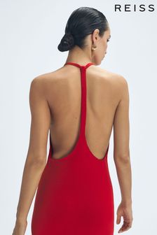 Reiss Red Olivia Atelier Halter Neck Maxi Dress (152880) | $667