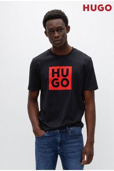 HUGO Printed-logo Black T-Shirt (153131) | AED250