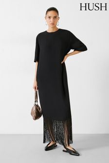Hush Black Hailey Fringe Midi Dress (153633) | kr1,285