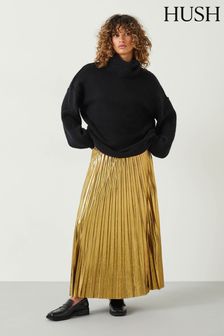 Hush Gold Raven Pleated Maxi Skirt (153708) | $218