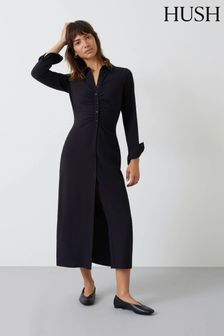 Hush Black Gianna Textured Midi Dress (153720) | kr1,285