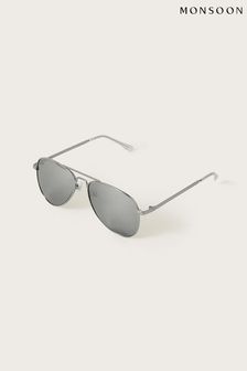 Серебристые солнцезащитные очки-авиаторы с футляром Monsoon (153767) | €9