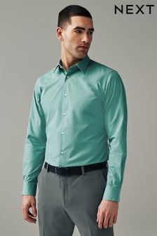 أخضر Matcha - تلبيس ضيق - قميص بأساور أكمام واحدة من Easy Care (154300) | 109 ر.ق