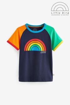 Marineblauw met regenboogprint - Little Bird By Jools Oliver - Kleurrijk T-shirt met korte raglanmouwen (154311) | €17 - €21