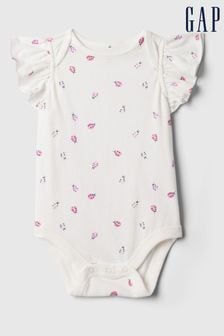 Gap White Ruffle Short Sleeve Bodysuit (Newborn-24mths) (154367) | kr150