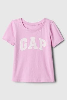 Roza/bele - Majica s kratkimi rokavi in okroglim ovratnikom z logotipom Gap (novorojenčki-5yrs) (154371) | €9