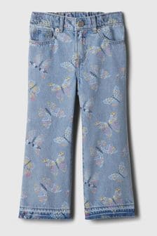 Gap Mid Wash Blue Butterfly Print Elasticated Straight Washwell Jeans (6mths-5yrs) (154382) | €36