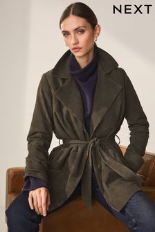 Khaki Green Real Suede Trench Coat (154396) | €429
